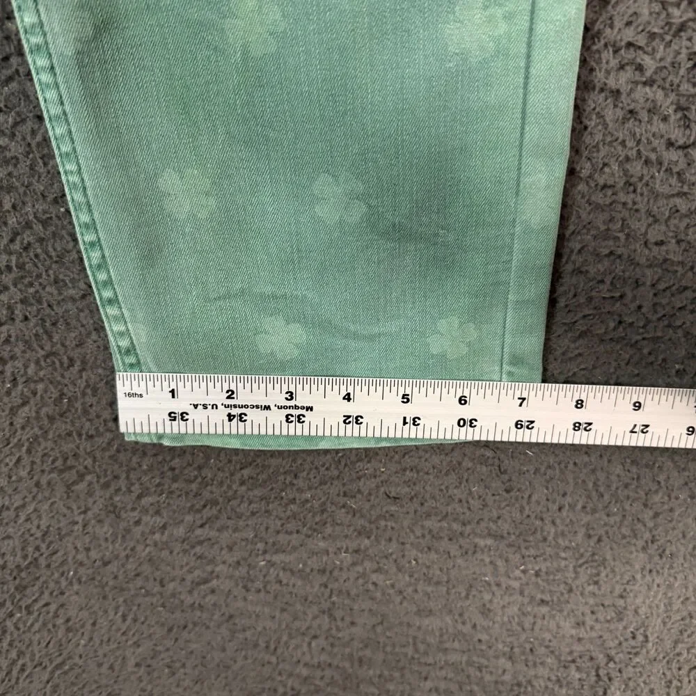 Mugsy Jeans Mens 34x30 Green Murphys Shamrock Slim Fit Stretch Denim Pants